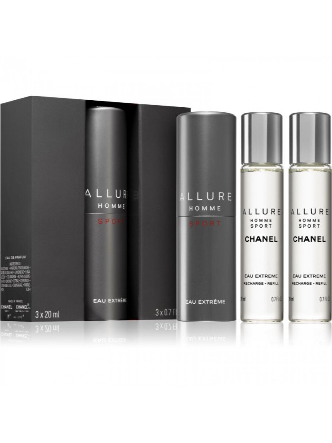Chanel Allure Homme Sport Eau Extreme parfémovaná voda 1x plnitelná 2x náplň pro muže 3×20 ml