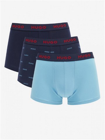 HUGO Triplet Design Boxerky 3 ks Modrá