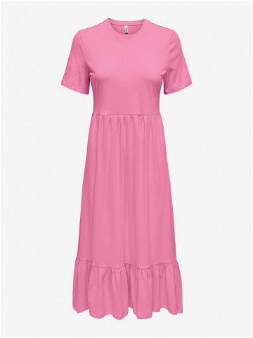 Růžové dámské basic midi šaty ONLY May
