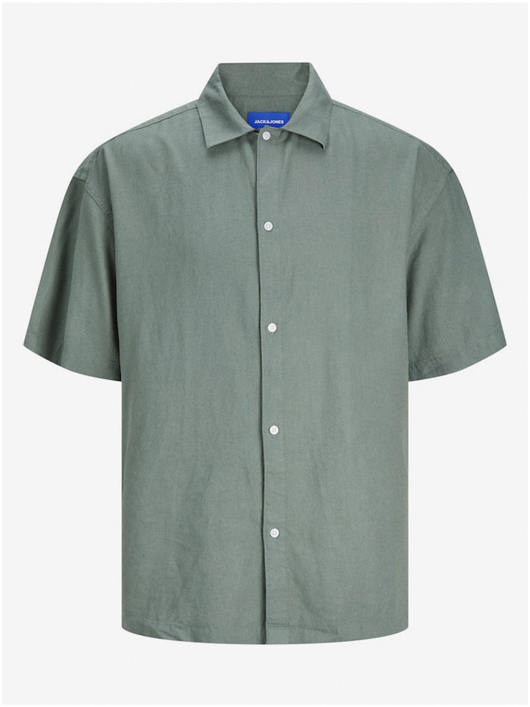 Zelená pánská lněná košile s krátkým rukávem Jack & Jones Faro