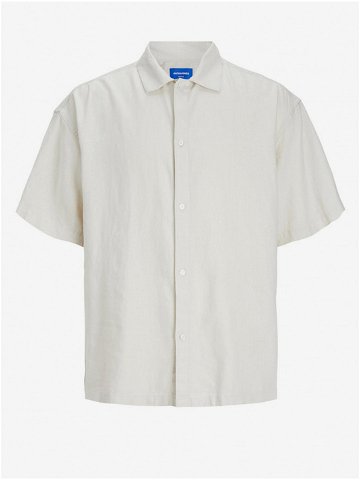 Krémová pánská lněná košile s krátkým rukávem Jack & Jones Faro