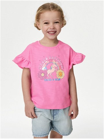Růžové holčičí tričko s volánky Marks & Spencer