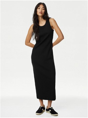 Černé dámské žebrované midi šaty Marks & Spencer