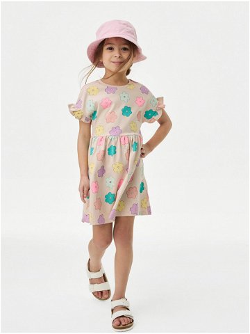 Krémové holčičí květované šaty s volánky Marks & Spencer