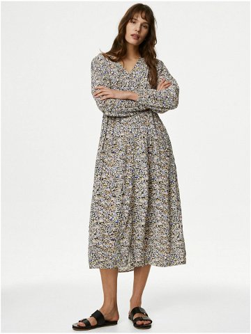 Černo-krémové dámské vzorované midi šaty Marks & Spencer