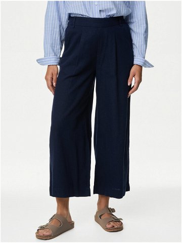 Tmavě modré dámské zkrácené široké kalhoty Marks & Spencer