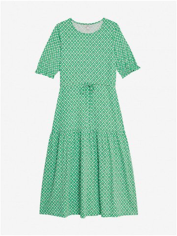Zelené dámské vzorované žerzejové midi šaty s volánem Marks & Spencer