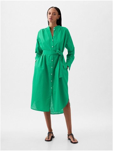 Zelené dámské lněné midi šaty GAP
