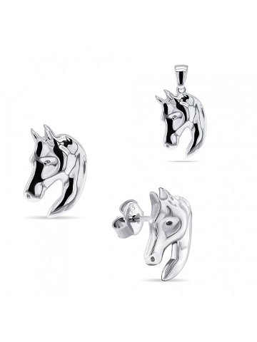 Brilio Silver Designový stříbrný set šperků Kůň SET209W přívěsek náušnice