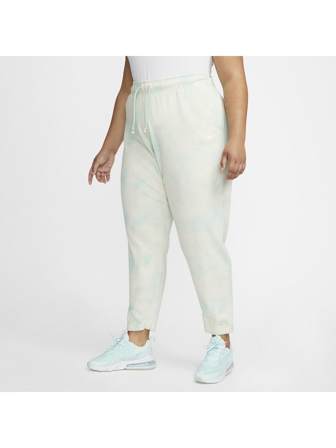 Nike Sportswear Cloud-Dye Jersey Medium-Rise Joggers Plus Size Mint Foam White