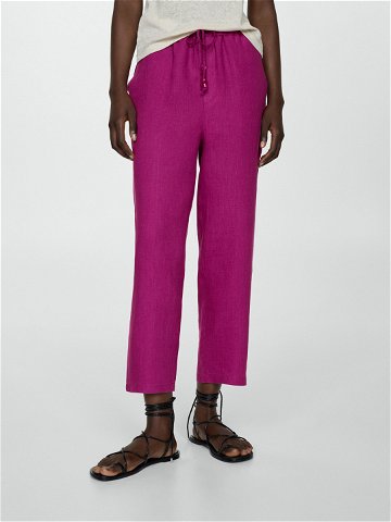 Mango Kalhoty z materiálu Linen 67075724 Růžová Regular Fit