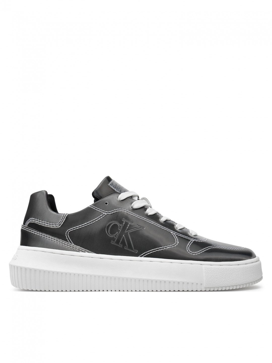 Calvin Klein Jeans Sneakersy Chunky Cupsole Low Lace Mg Dc YW0YW01429 Stříbrná