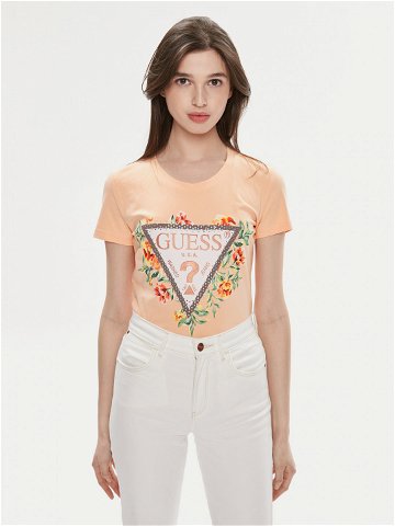 Guess T-Shirt W4GI24 J1314 Oranžová Slim Fit