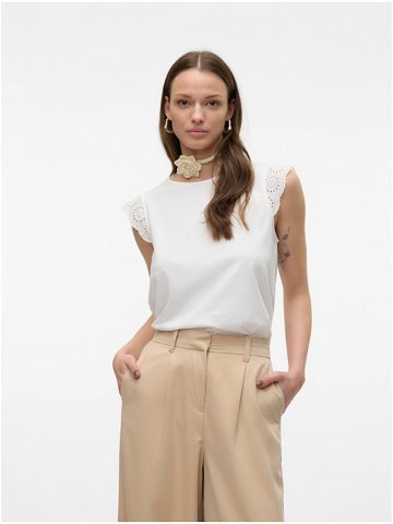Bílé dámské tričko s krajkou Vero Moda Emily