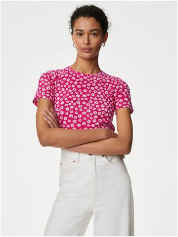 Růžové dámské květované tričko Marks & Spencer