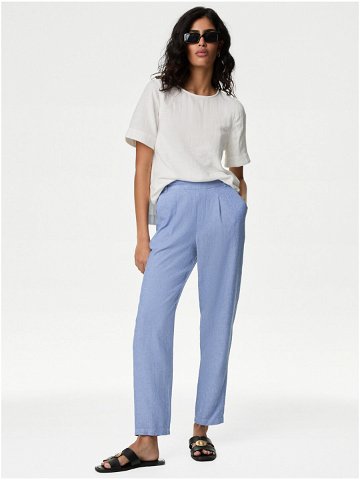 Modré dámské lněné kalhoty Marks & Spencer