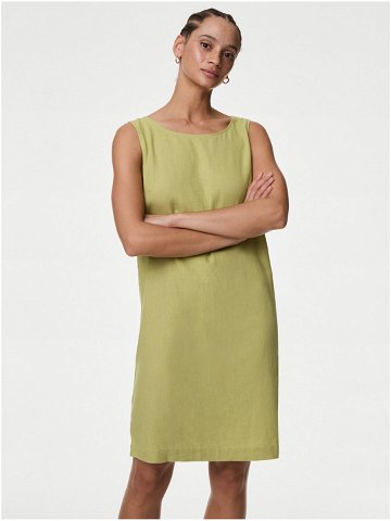 Světle zelené dámské šaty s příměsí lnu Marks & Spencer