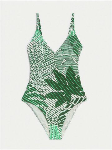 Zelené dámské vzorované plavky formující bříško Marks & Spencer
