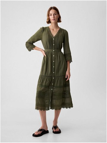 Zelené dámské krajkové midi šaty GAP