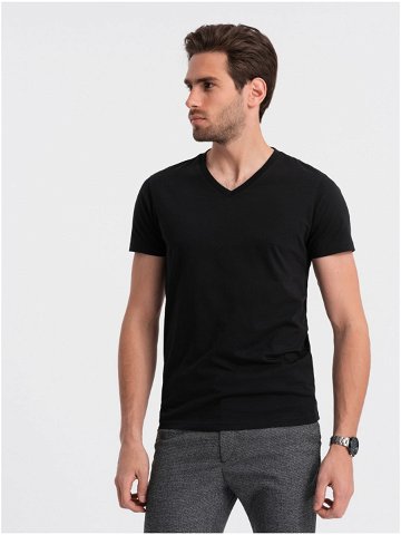 Černé pánské basic tričko s véčkovým výstřihem Ombre Clothing