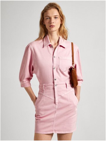 Růžové dámské džínové šaty Pepe Jeans Gracie