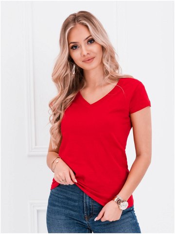 Červené dámské basic tričko s véčkovým výstřihem Edoti