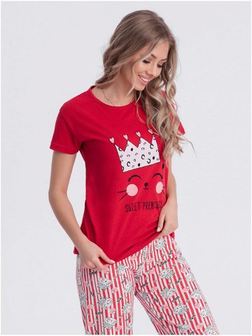 Červené dámské vzorované pyžamo Edoti