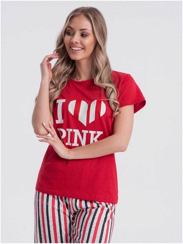 Červené dámské vzorované pyžamo Edoti