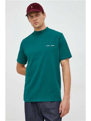Bavlněné tričko Samsoe Samsoe Norsbro zelená barva M20300010