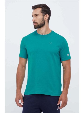 Bavlněné tričko Champion zelená barva