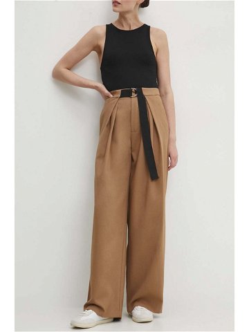 Kalhoty Answear Lab dámské hnědá barva široké high waist