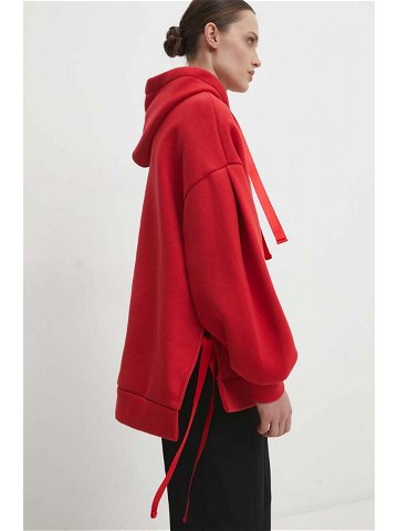 Mikina Answear Lab dámská červená barva s kapucí hladká