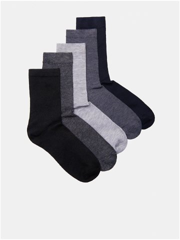 Sada pěti párů pánských ponožek v černé tmavě šedé světle šedé a tmavě modré barvě Edoti