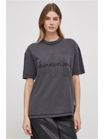 Bavlněné tričko Calvin Klein Jeans šedá barva J20J222974