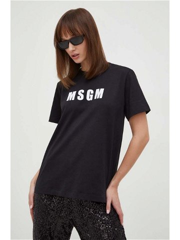 Bavlněné tričko MSGM černá barva 3641MDM92 247002