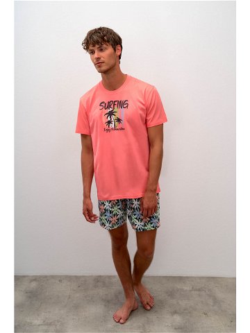 Vamp – Pohodlné dvoudílné pánské pyžamo 70074 – Vamp coral sugar XL