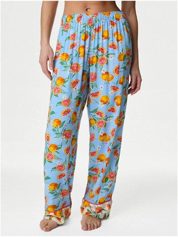 Světle modré dámské vzorované pyžamové kalhoty Marks & Spencer