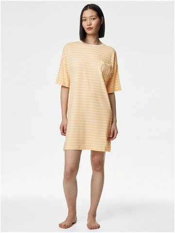 Žlutá dámská pruhovaná noční košile Marks & Spencer