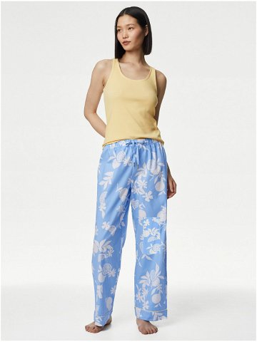 Žluto-modrá dámská vzorovaná pyžamová souprava Marks & Spencer