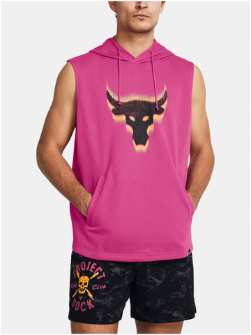 Růžová pánská mikina bez rukávů Under Armour Project Rock Fleece Payoff Sleeveless