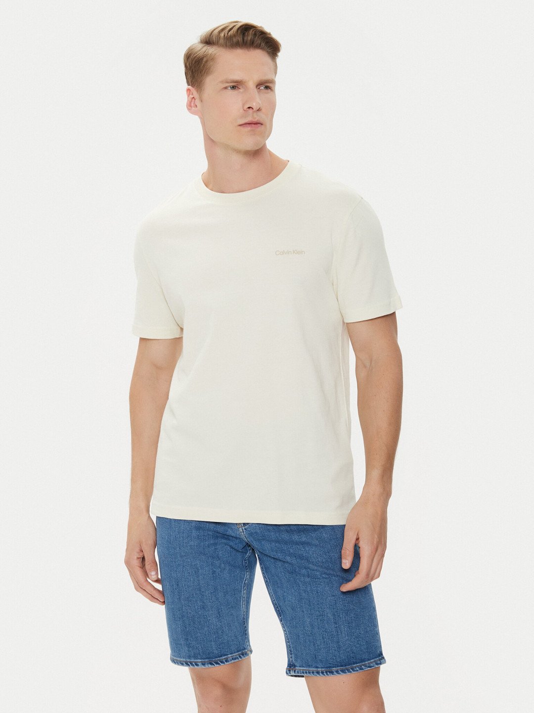 Calvin Klein T-Shirt Enlarged Back Logo K10K113106 Béžová Regular Fit