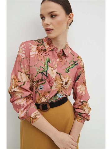 Košile Medicine dámská růžová barva regular s klasickým límcem