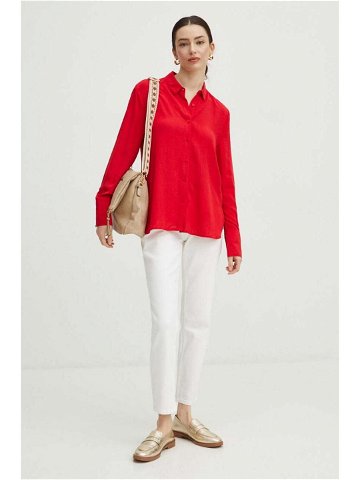 Košile Medicine dámská červená barva regular s klasickým límcem