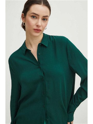Košile Medicine dámská zelená barva regular s klasickým límcem