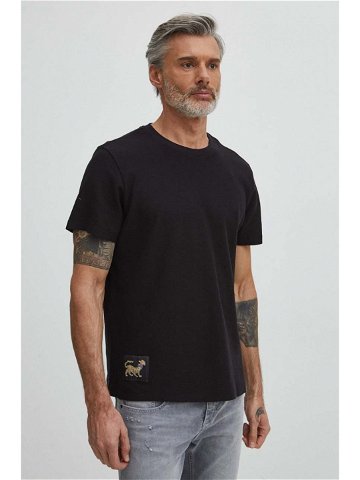 Bavlněné tričko Medicine černá barva s aplikací