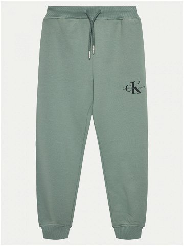 Calvin Klein Jeans Teplákové kalhoty Monogram Logo IU0IU00285 D Zelená Regular Fit