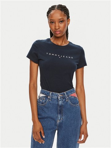 Tommy Jeans T-Shirt Linear DW0DW18398 Tmavomodrá Slim Fit