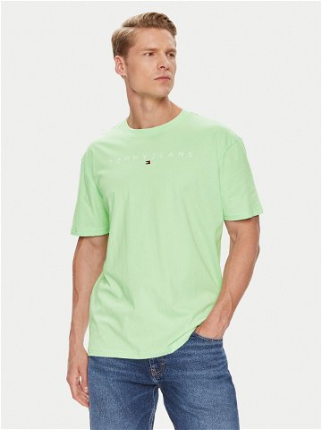 Tommy Jeans T-Shirt Linear Logo DM0DM17993 Zelená Regular Fit