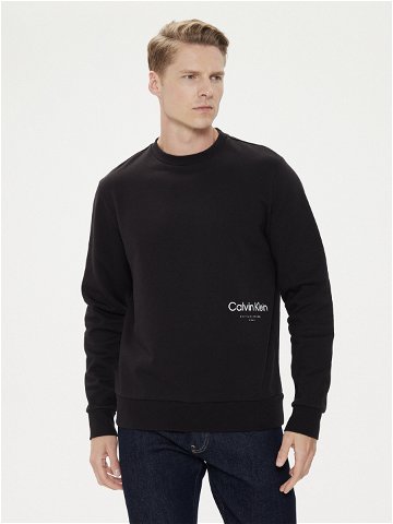 Calvin Klein Mikina Off Placement K10K113095 Černá Regular Fit