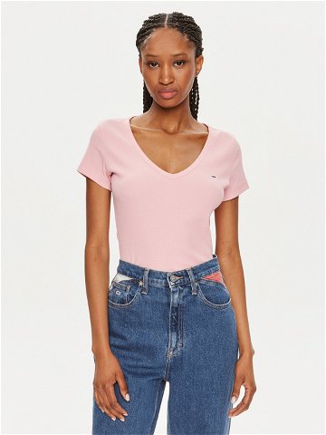 Tommy Jeans T-Shirt Essential DW0DW17385 Růžová Slim Fit